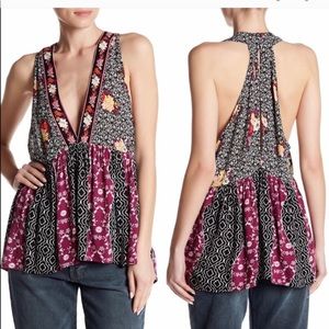 Free People Dream Darlin’ Deep V Neck Top L